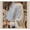 Vintage Style Lace Shirt Flare Sleeve Hollow Out White Blouse Casual Clothing New Fashion Women Lace Tops