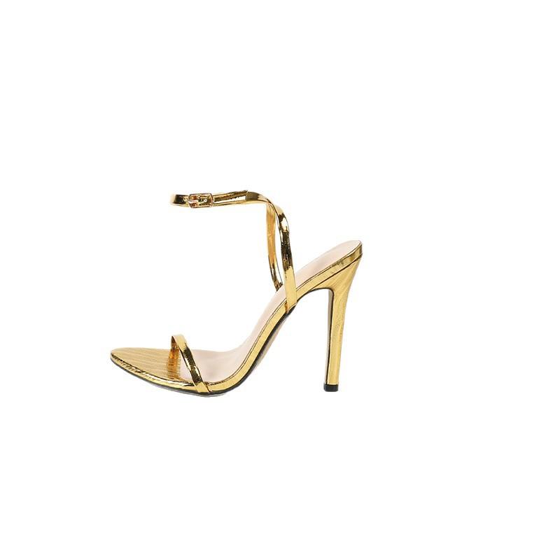 Women's One-word Ankle Strap Buckle Pointed Open-toed Stiletto Sandals High Heels