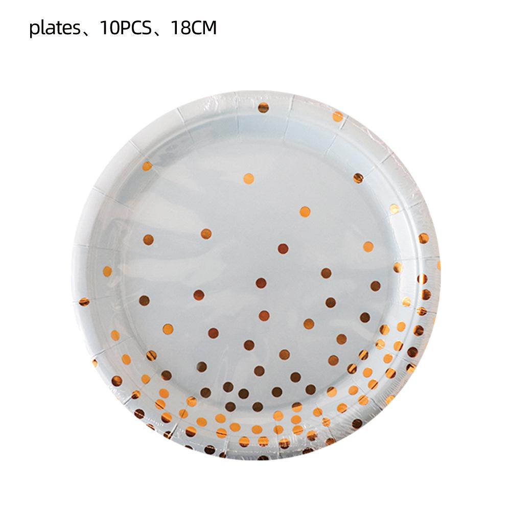Niezbędne na przyjęcie urodzinowe Białe z brązowym nadrukiem w kropki Tematyczne Jednorazowe Przedmioty Talerz Kubek Papierowy Obrus Dekoracja Flaga