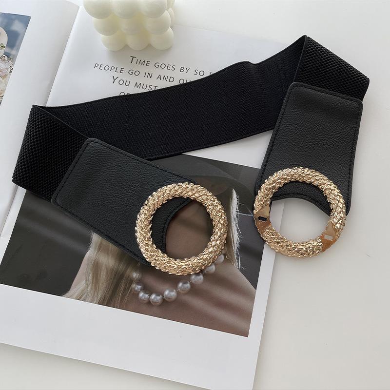 Versatile Black Elastic Wide Waist Belt For Women Enhancing Dress Styles With Features Slimming