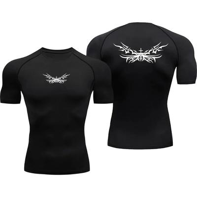 Herren Kompressions Sport Schnelltrocknende Fitnessstudio T-Shirts Sommer Atmungsaktive Fitness Sportliche Unterhemden Elastizität Workout Oberteile T-Shirt