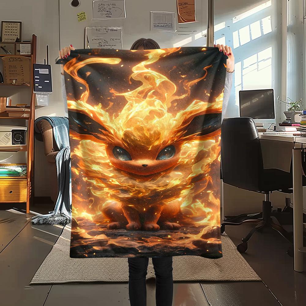 Pokémon Charakter Print Flaneldecke, Hohe Qualität, Bequem für Alle Jahreszeiten, Heimdekoration, Wärme und Komfort, Perfekt für Weihnachtsgeschenke