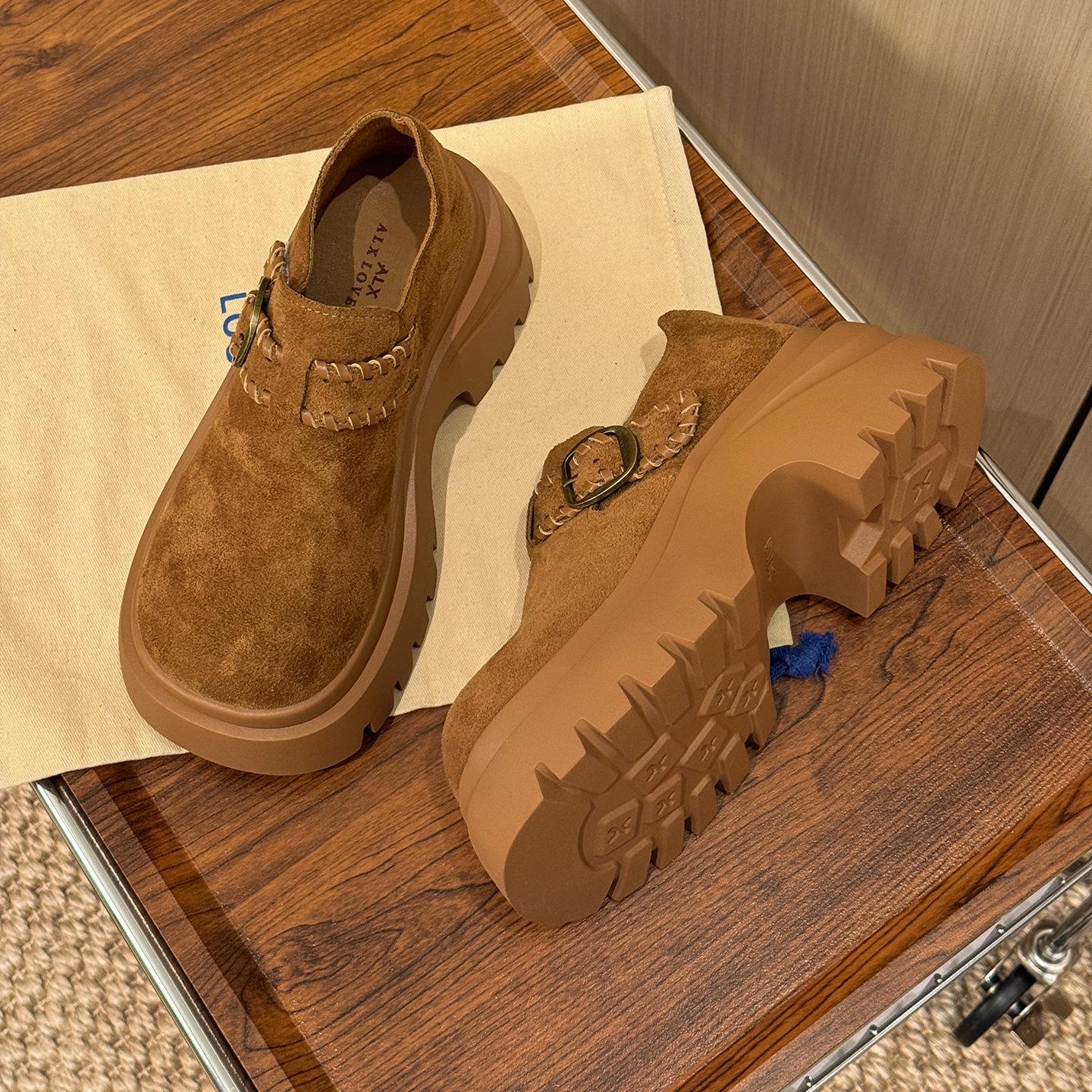 

Zhike~ Обувь Boken женская 2025 новая осенняя супер огонь плетеная на толстой подошве увеличивающая рост универсальная ретро лоферы 40 верблюд