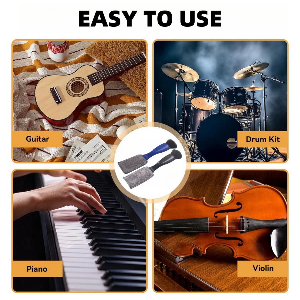 1PCS Double Head Guitar Cleaning Brush Dust Brush for Guitar Care String Fretboard Musical Instrument Cleaning Brush