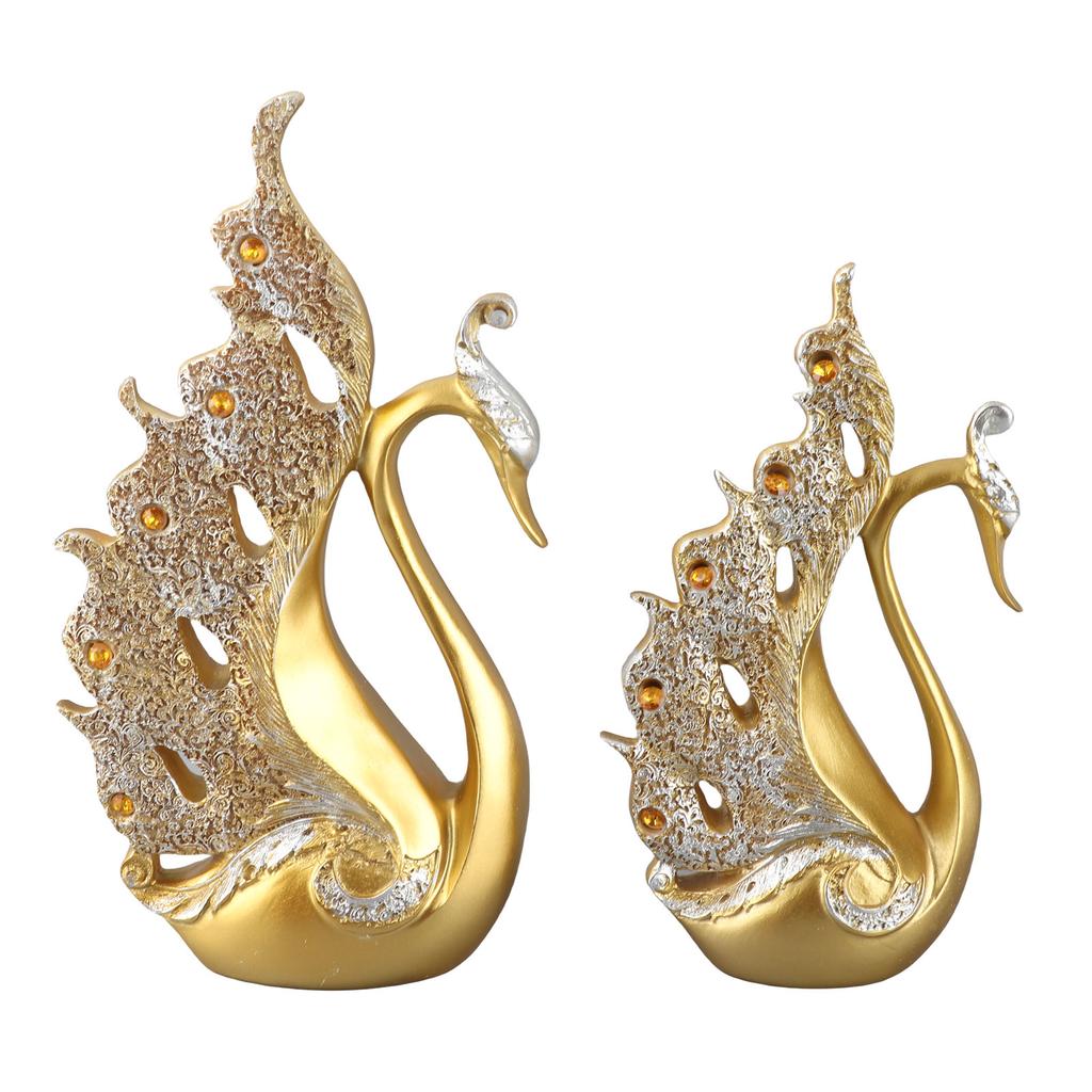 Couple Swan Ornaments Exquisite Resin Swan Couple Figurines Collectable Decorations for Living Room Wine Cabinet Wedding Gifts