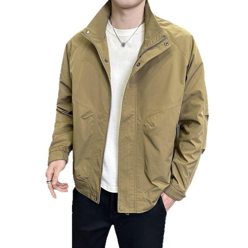 Men'S Stand-Up Collar Jacket Spring New Casual Basic Fashion Versatile Tooling Jacket Fashion Handsome Top
