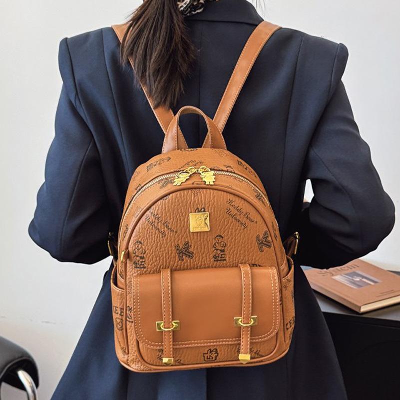 Neuer Vielseitiger Kontrast-Rucksack für Damen Original Teddybär Tasche Cartoon Lässige Reisetasche Minimalistischer Rucksack
