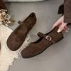 Gentle with skirt ballet shoes 2025 new one-word buckle single shoes women's French retro shallow mouth Mary Jane shoes