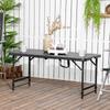 Foldable Patio Dining Table for 4, Height Adjustable Outdoor Table for Garden, Lawn, Dark Grey