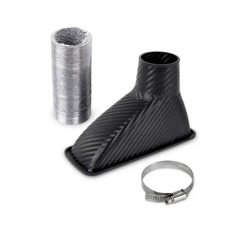 1pcs Universal Car Front Bumper Admission Air Turbo Air Intake Pipe Kit ABS Turbine Inlet Kit Pipe Air Funnel Carbon Fiber Look