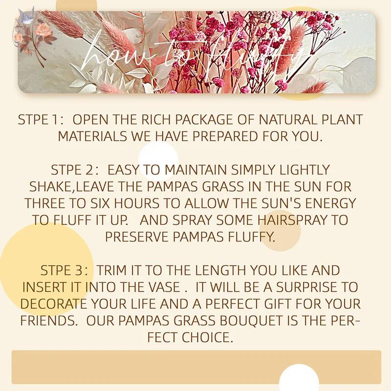 Bouquet of dried flowers pink and white, table centerpieces for weddings, natural pampas grass, real northern gypsophila