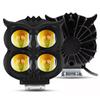 Universal Owl Shape 4-Lens Motorcycle LED Fog Lights, Dual Color White Yellow Driving Spotlights for HJG Scooter Bike,Waterproof Headlamp 1/2Pcs