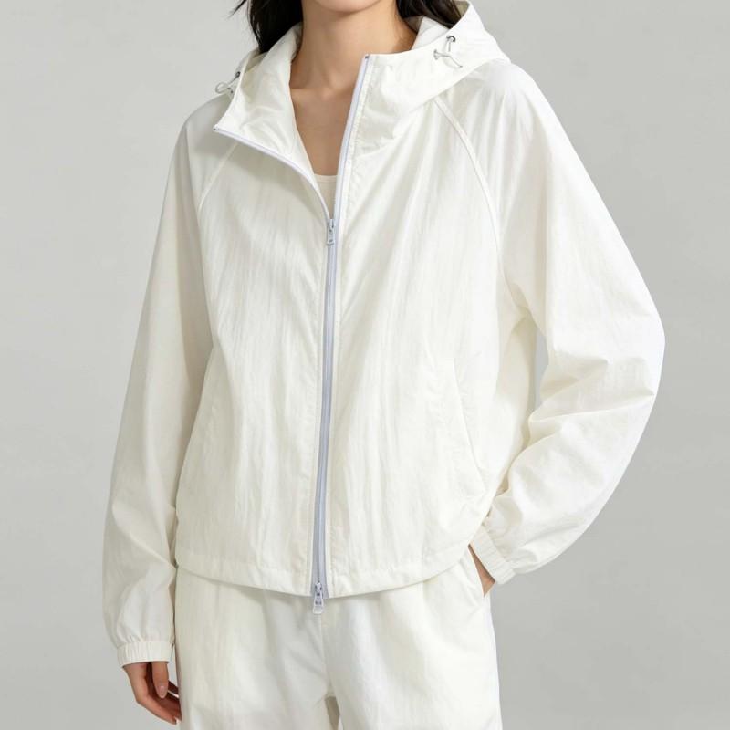 Womens UPF 50 Quick-Dry Outdoor Jacket With Hood Breathable Windproof Sun Protection Hiking Camping Cycling