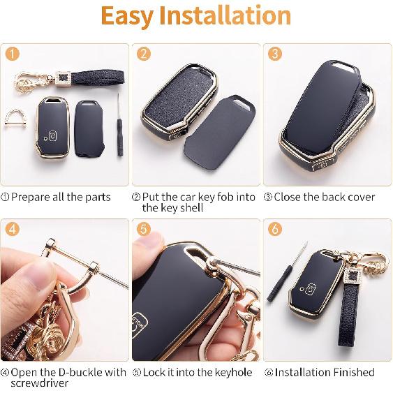 for Toyota Key Fob Cover with Leather Lanyard, Car Key Fob Case Compatible with 2018- Camry RAV4 Highlander Avalon C-HR Prius Corolla GT86 Smart Key