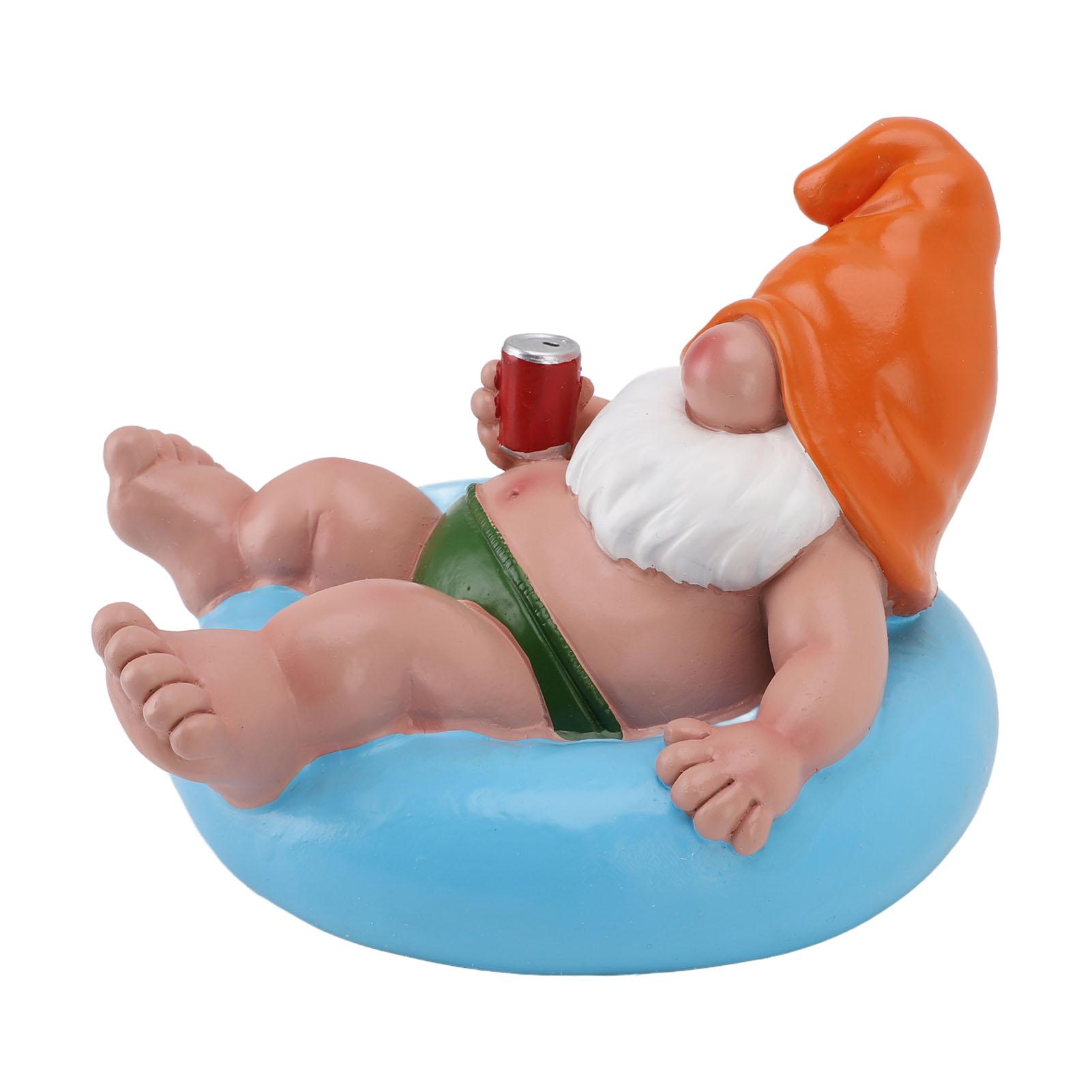 

Pool Gnome Statue Resin Pool Party Relaxing Funny Garden ing Gnome Figurine for Outdoor Decor