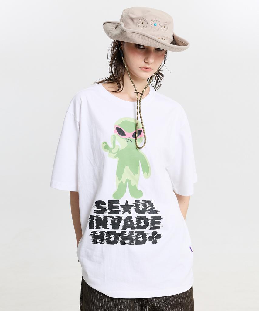 HOODHOOD Alien Invasion Short Sleeve T-Shirt White