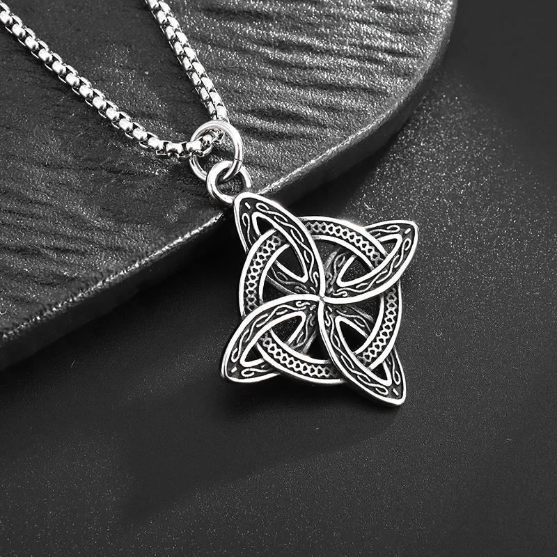 Vintage Fashion Irish Witchcraft Celtic Knot Pendant Necklace for Men Women Slavic Witch Knot Lucky Amulet Jewelry