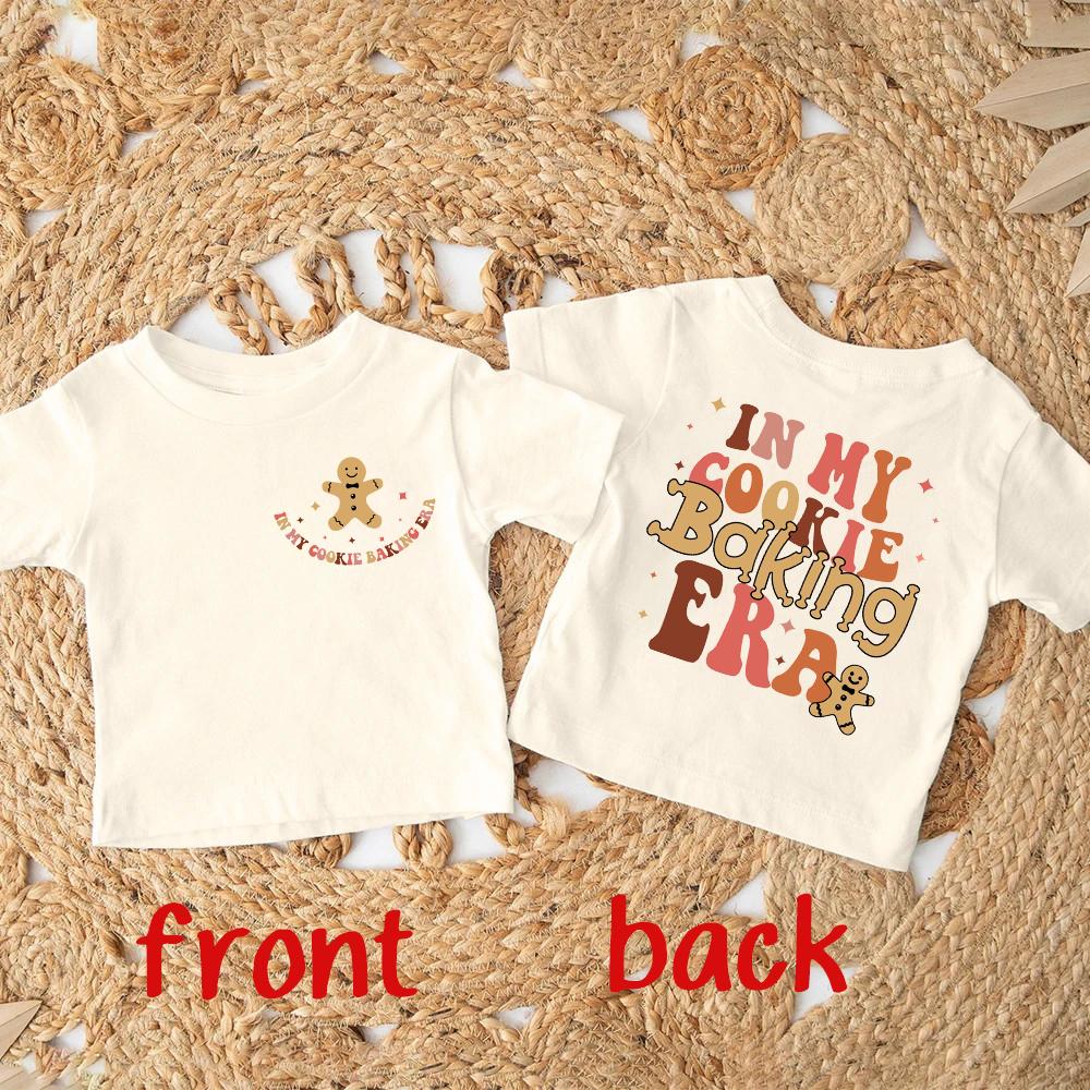 In My Cookie Baking Era Print Kids Christmas Shirt Boys Gilrs Holiday Outfit Child Retro T-shirt Xmas Party Children Clothes Tee