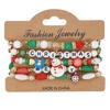 5Pcs Snowman Christmas Bracelet Multi-Layer Stacking Rope Chain Bangle Beaded Bracelet  Gifts