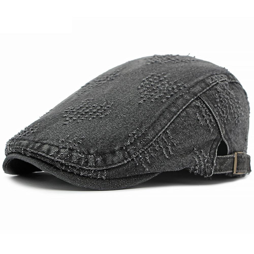 HT4773 Mens Beret Women Spring Summer Sun Cap Male Female Denim Beret Cap Retro Artist Painter Beret Hat Adjustable Ivy Flat Cap