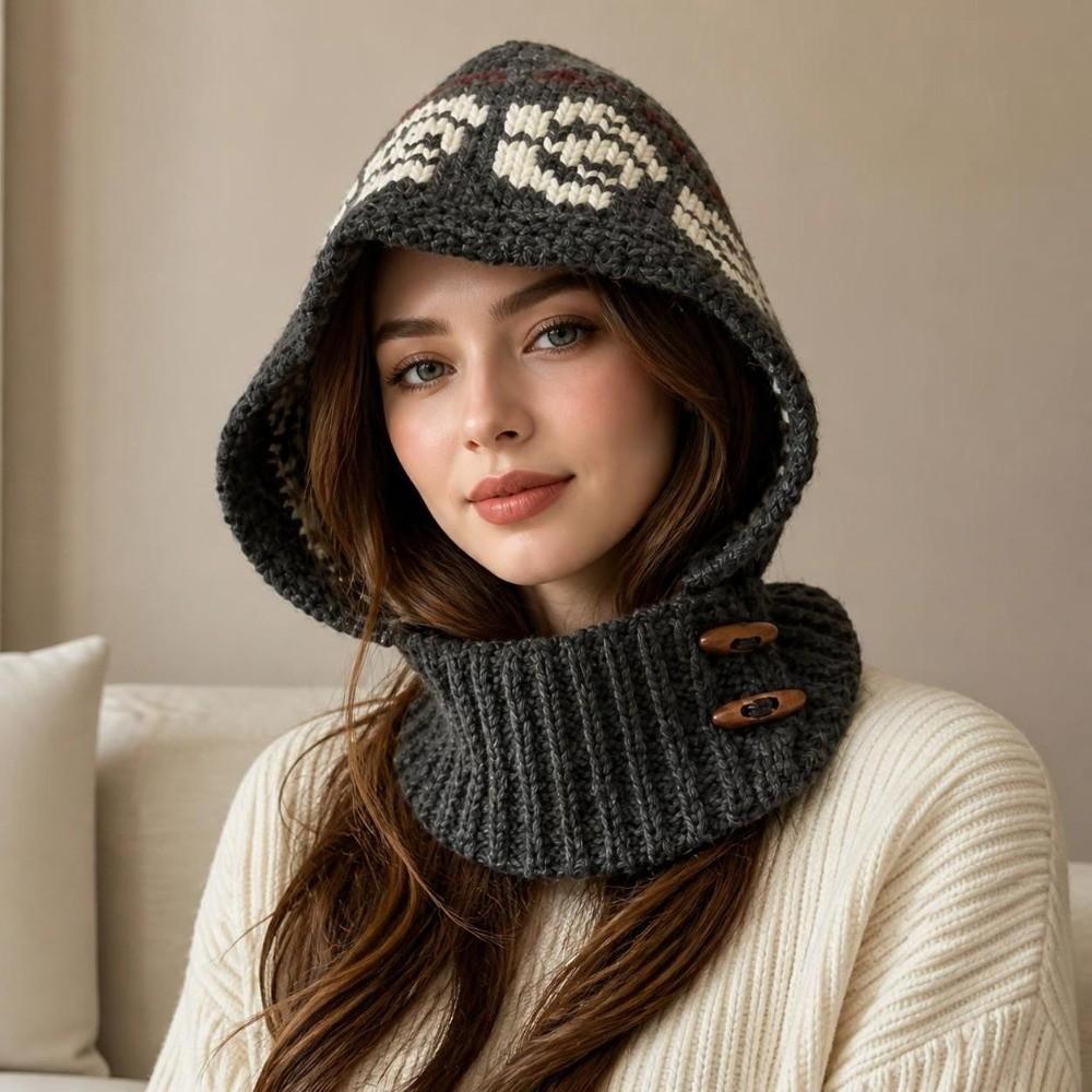 Ear Protection Knit Balaclava Warm Hooded Beanie New Korean Balaclava Hat Women Girl
