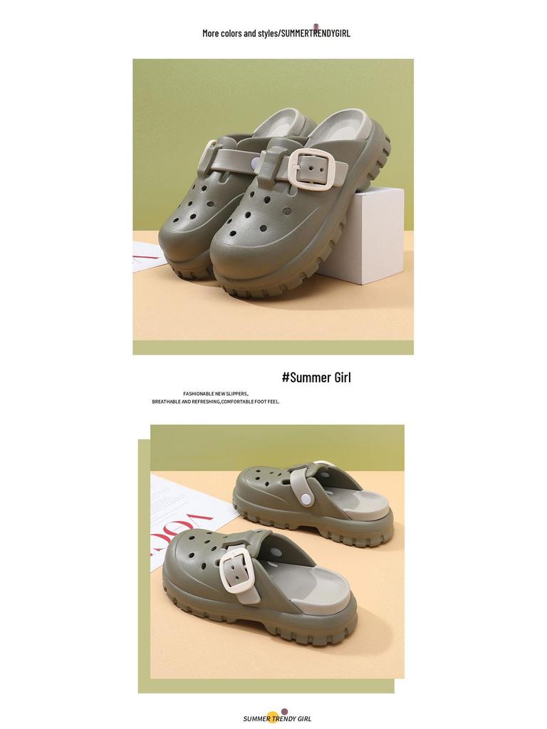 2024 Women's Non-slip Wear-resistant Casual Round Toe Hole Shoes - Perfect for Outdoor Beach Activities