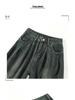 Pleated Wide-Leg High-Waist Gray Jeans for Women - Retro & Nostalgic Autumn Wear