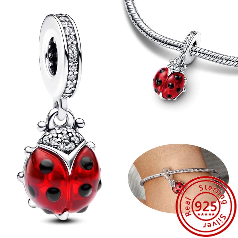 925 copper Bee Caterpillar Butterfly Dragonfly Ladybug Four Leaf Clover Lucky Charm Beads Fit Pantaro Bracelet Fine Zircon Gift