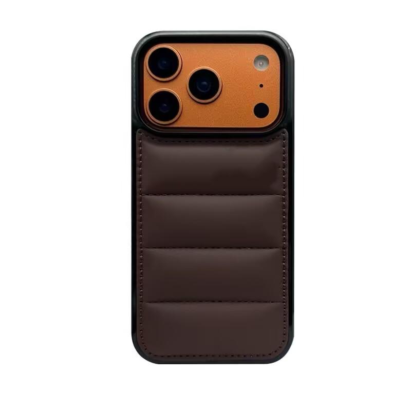 Luxus Daunenjacke Puffer Handyhülle für iPhone 17 Air 15 16 14 Plus 13 12 11 17 Pro Max Weicher Stoff Silikon Candy Cover Funda