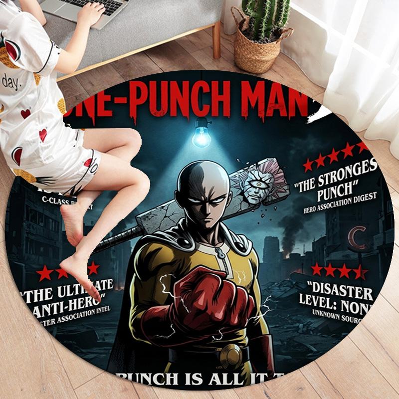 Onepunch Man Round Area Rug Carpet Rug For Living Room Bedroom Sofa Playroom Decor Nonslip Floor Mat