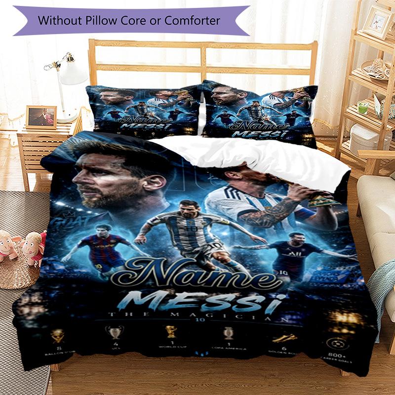 Messi Lionel Messi World Cup Champion Personalized Name Bedding Set,Soft Bed Linen for Bedroom Home Decoration,Perfect Gift for Football Fans,Breathab