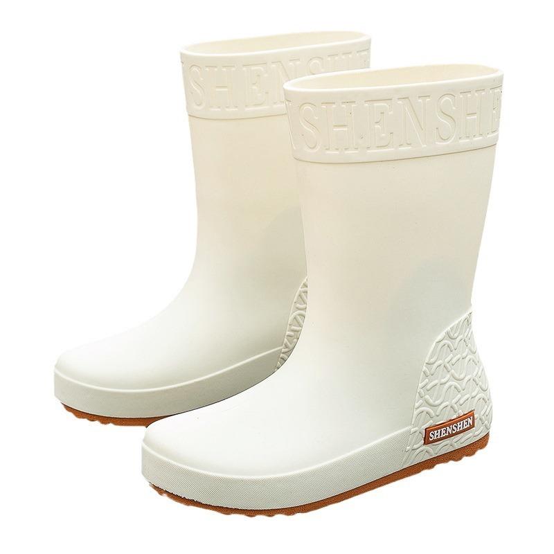 Fashion Rain Shoes Women's Medium and High Rain Boots Women's Waterproof Water Shoes Outer Wear Rubber Shoes Overshoes Water Boots