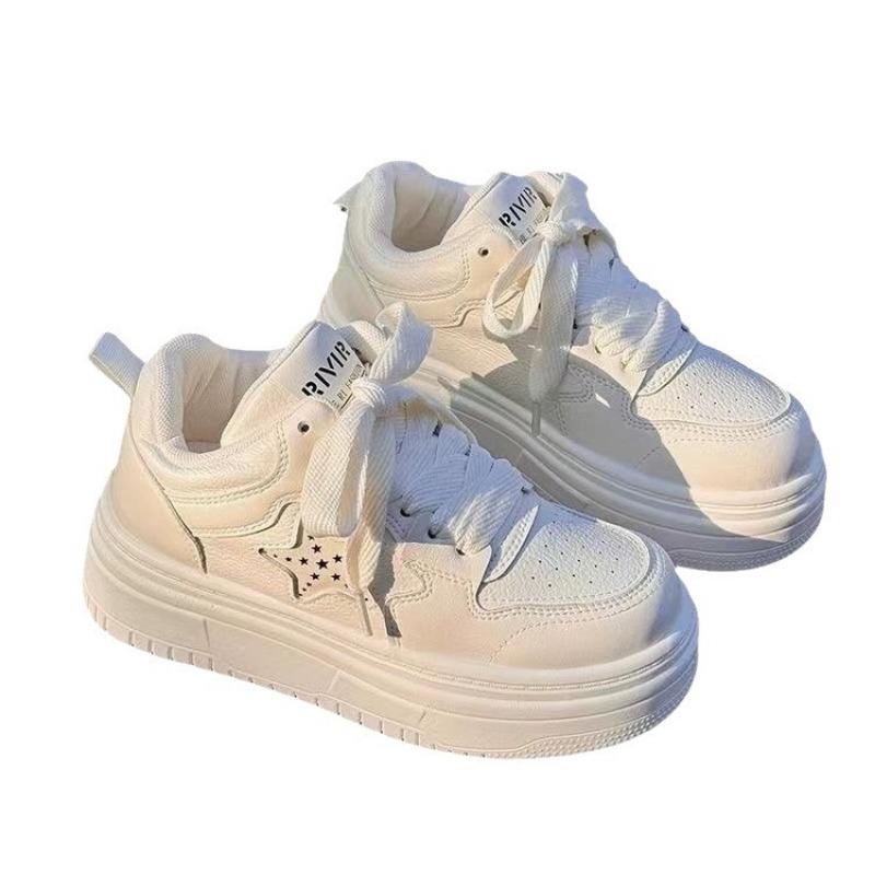 Spring New Fashion Color Matching College Style Sports Little White Shoes Lace-up Thick Sole Heightening Casual Shoes