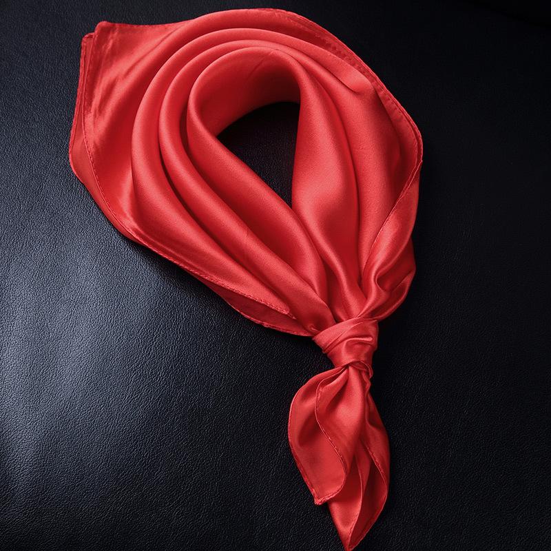 Pañuelo Cuadrado de Satén Versátil - Color Sólido Unisex para Primavera y Otoño