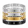 Stainless Steel Geometric Cuff Bracelet Men Laser-Style Compass Design Adjustable Bangle Fashion Accessory