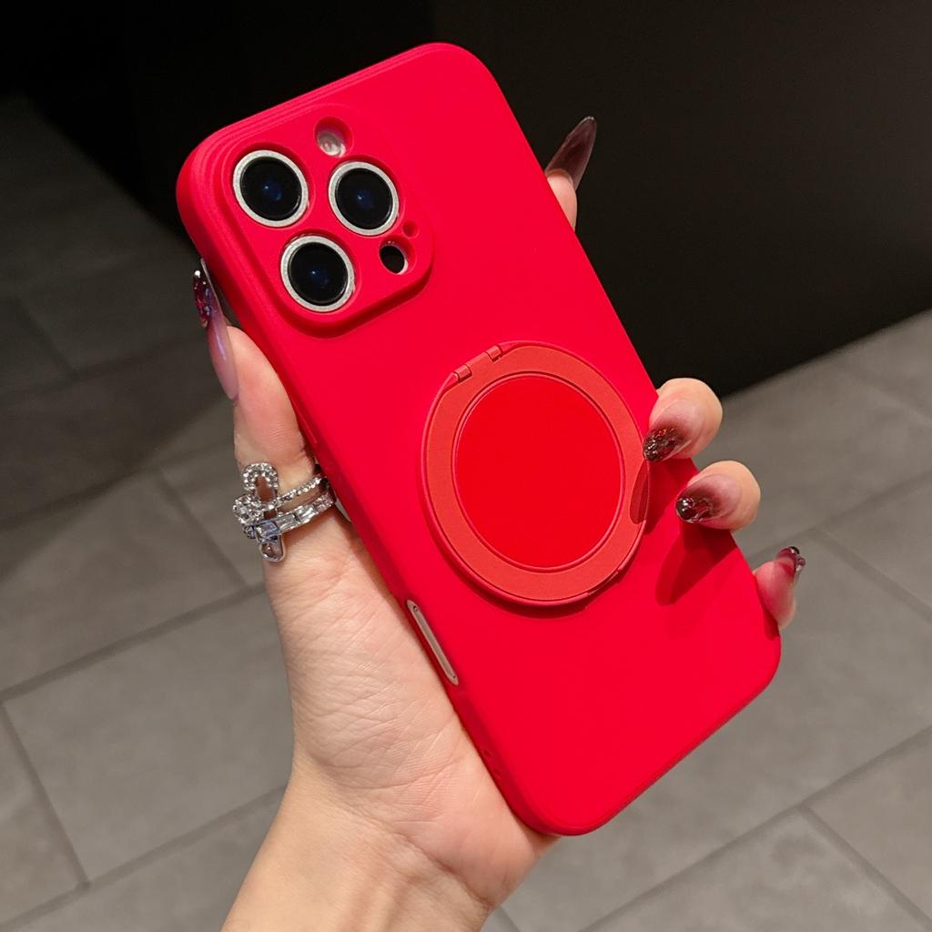 360° Rotate Stand Holder Liquid Silicone Case For iPhone 16 E 15 14 Plus 13 12 Mini 11 Pro Max Ring Kickstand Grip Bracket Cover