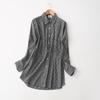 From Cupboard Tail Single Artsy Minimalist Loose Vertical Striped Cotton Shirt Women's Long Sleeve Mid Length Long Length Casual Shirt Spring & Fall