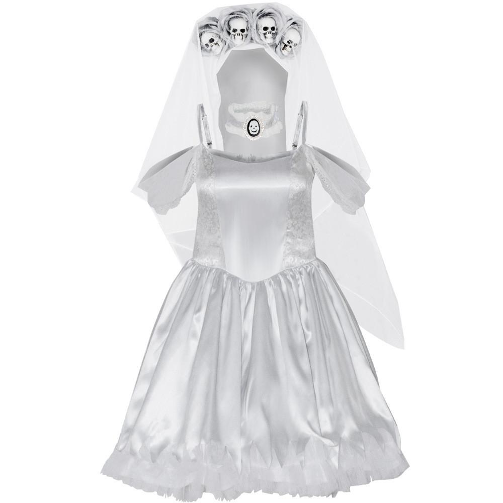 Halloween Ghost Bride Costume With Tulle Fabric For Cosplay And Themed Parties