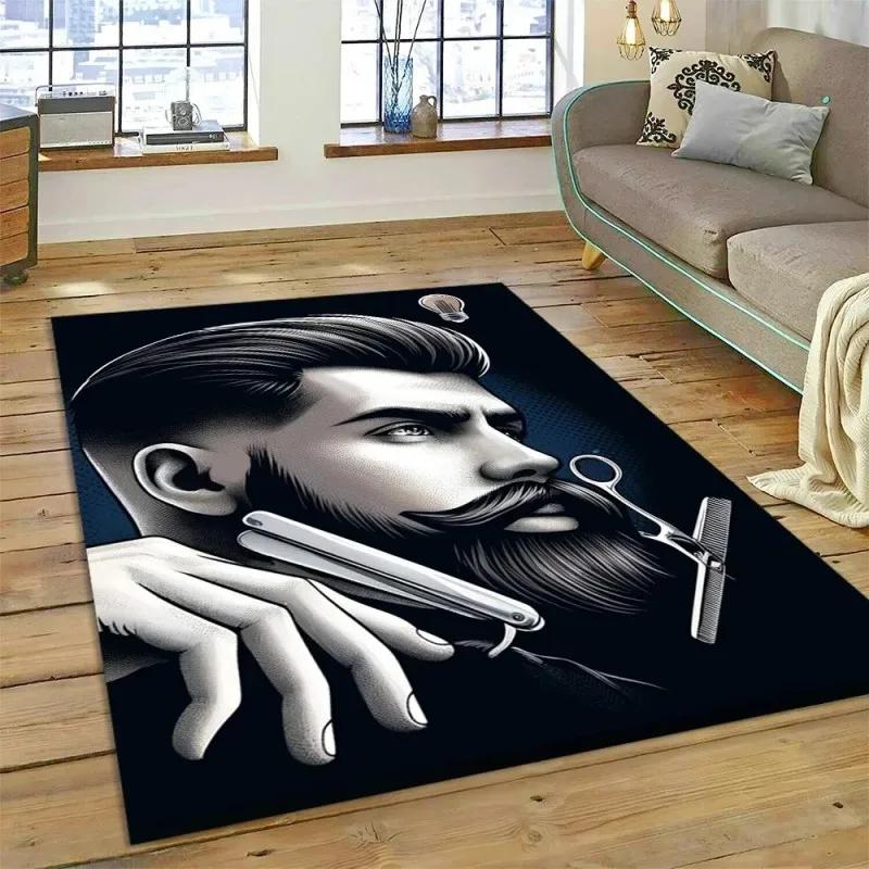 Fashion Barber Shop Series Carpet Hallway Cloakroom Coffee Table Rug Bedroom Home Floor Mat Washable Living Room Decoration