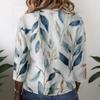 Blouse Vintage pour Femme à Imprimé Floral, Col Rond, Manches Trois-Quarts, Haut Décontracté en Coton et Lin