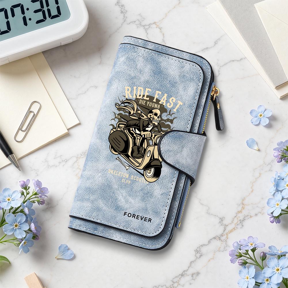 Stylish Biker Pattern Long Wallet Casual Portable Multi Card Slot Purse