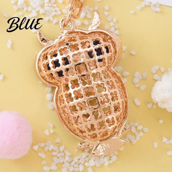 Owl Keychain with Enamel Accents Sparkling Rhinestone Car Key Ring