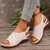 Fashion Hollow Out Wedge Sandals for Women Summer 2025 Chunky Platform Rome Shoes Woman Plus Size Vintage High Heels Sandles Female 43