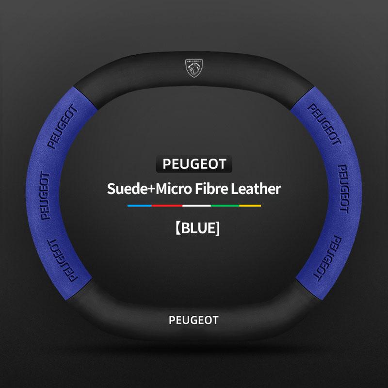 Suede Leather Car Steering Wheel Cover For Peugeot 3008 4008 5008 208 e208 2008 e2008 207 206 Carbon Fiber Non-slip Wheel Covers