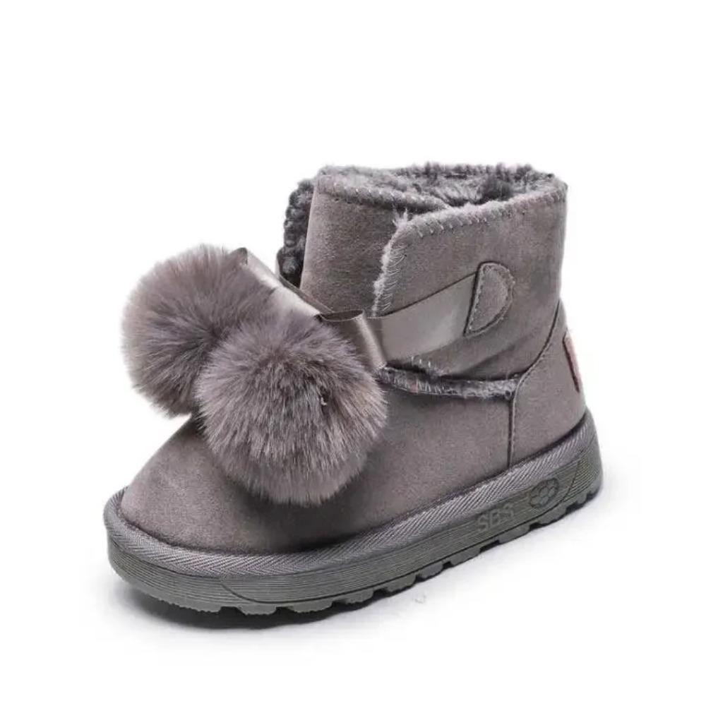 

Snow Boots Children Winter Fur Boot Girl Frosted Leather Shoes Boy Kids Ankey Boots Pink Gray 30 серый