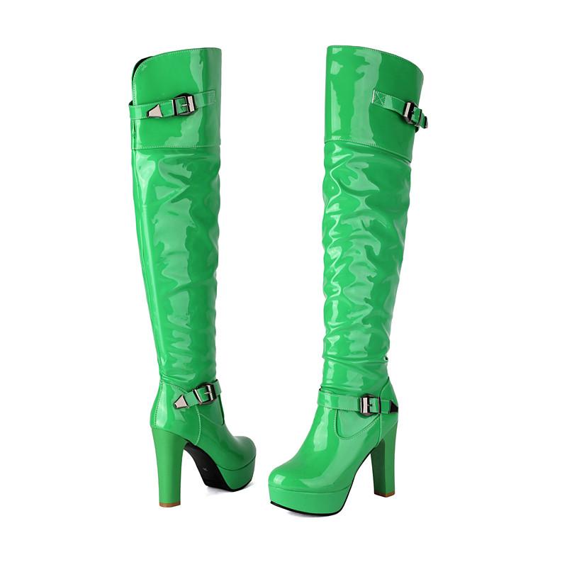 Women's high-heeled boots autumn and winter new European and American style waterproof table thick-heeled large-size knee boots