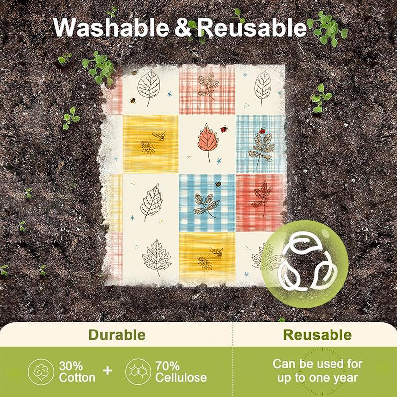 Cleaning Cloth Reusable Kitchen Dish Towels Eco-friendly Microfiber Marple Leaves Plaid Print Dishcloths Lint Free Washable Duster Rags Tea Towels