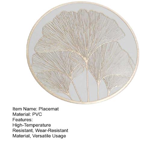 Rundes, hitzebeständiges Tischset mit Ginkgoblatt-Design, gold-silber, Tischschutzmatte, Verbrühungsschutz, isolierte Tellermatte für Zuhause, Esszimmer, Hochzeit, Küche