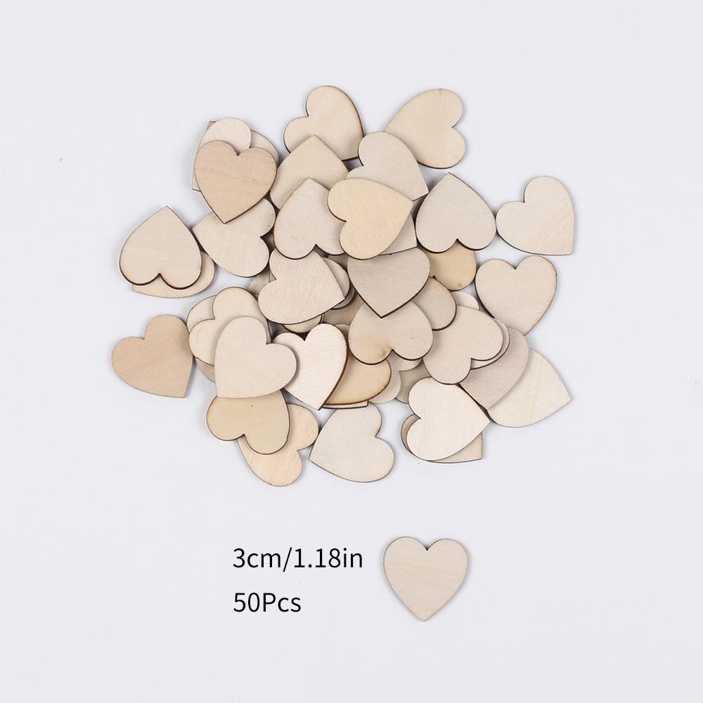 50/100/200Pcs Unfinished Wooden Hearts for Crafts 1-6cm Heart Blank Wood Ornaments Birthday Wedding Party Christmas Decor