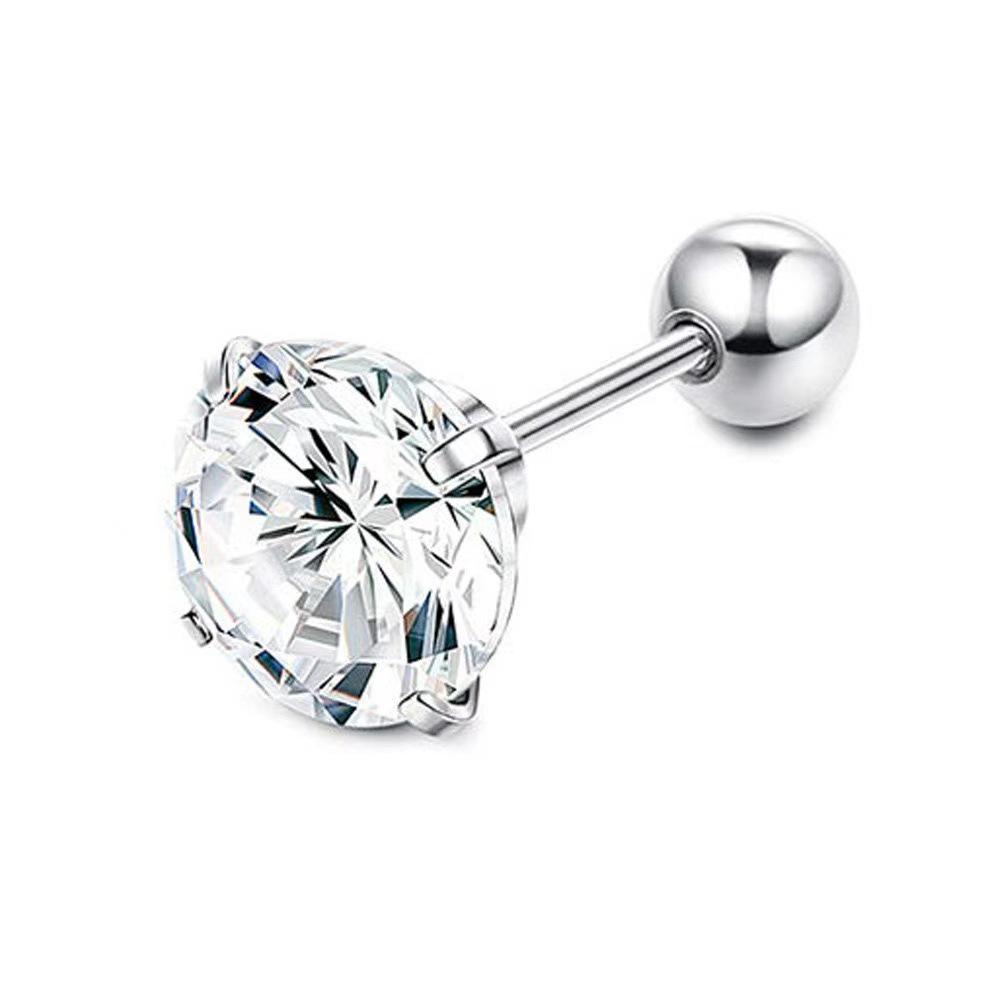 Серьги-гвоздики из нержавеющей стали с циркониевым шариком и четырьмя лапками 3mm